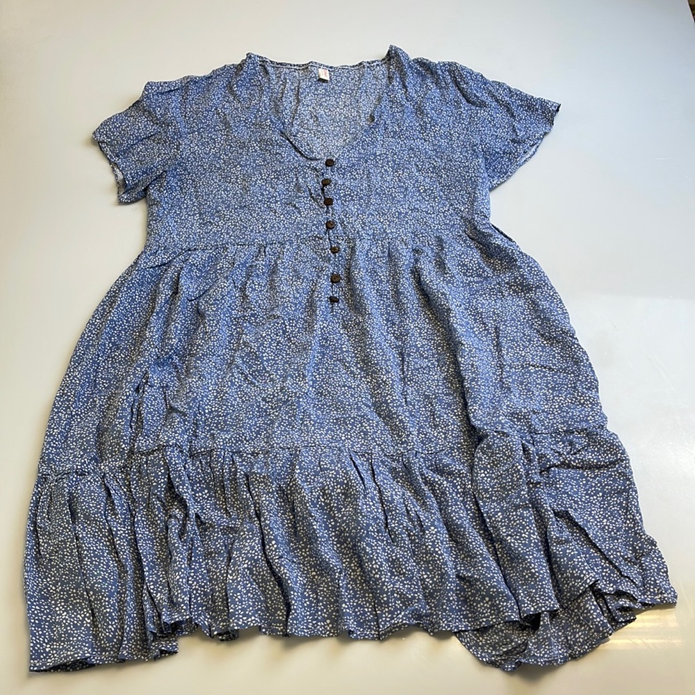 Rowme Womens Medium Blue Floral Dress PR1-16
